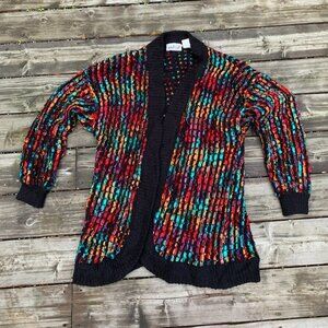 Vintage Rafi Coogi Style Knit Cardigan With Feathers Size 44